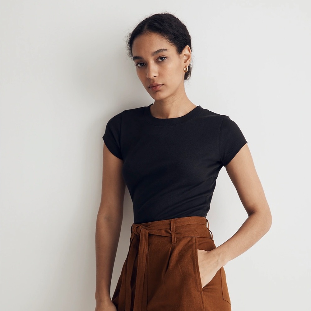 Madewell Brightside Rib Crop Tee NWT size M